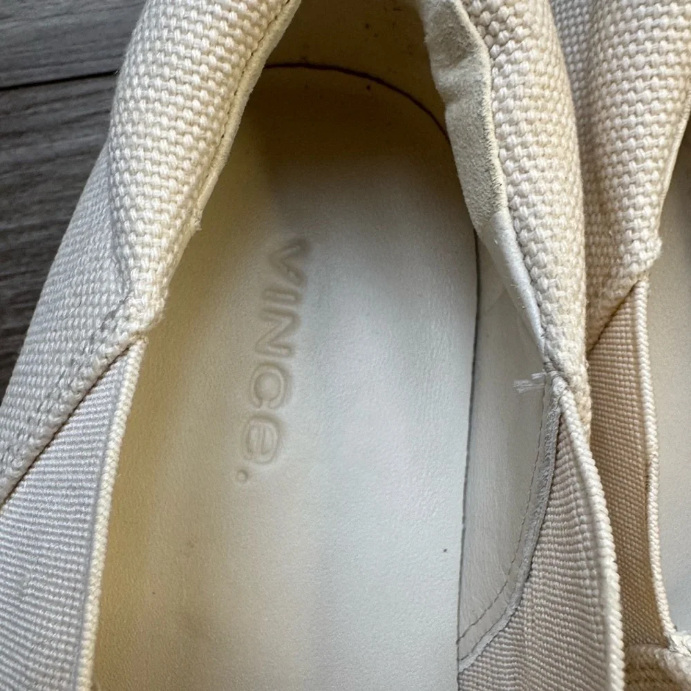VINCE Warren canvas platform slip-on sneaker shoe in off-white Size 5.5